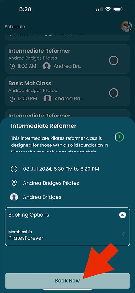 Click Book Now to book your class.